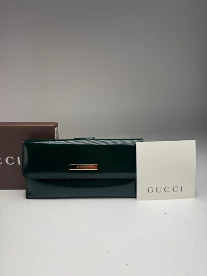 Vintage Gucci Patent Leather Wallet Green