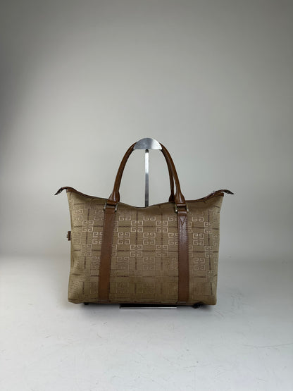 Vintage Givenchy 4G Logo Canvas Tote Beige Brown Gold