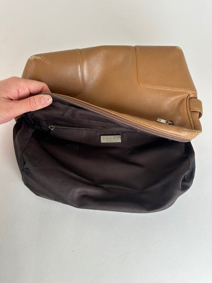 Vintage Loewe Madrid Logo Leather Clutch Brown