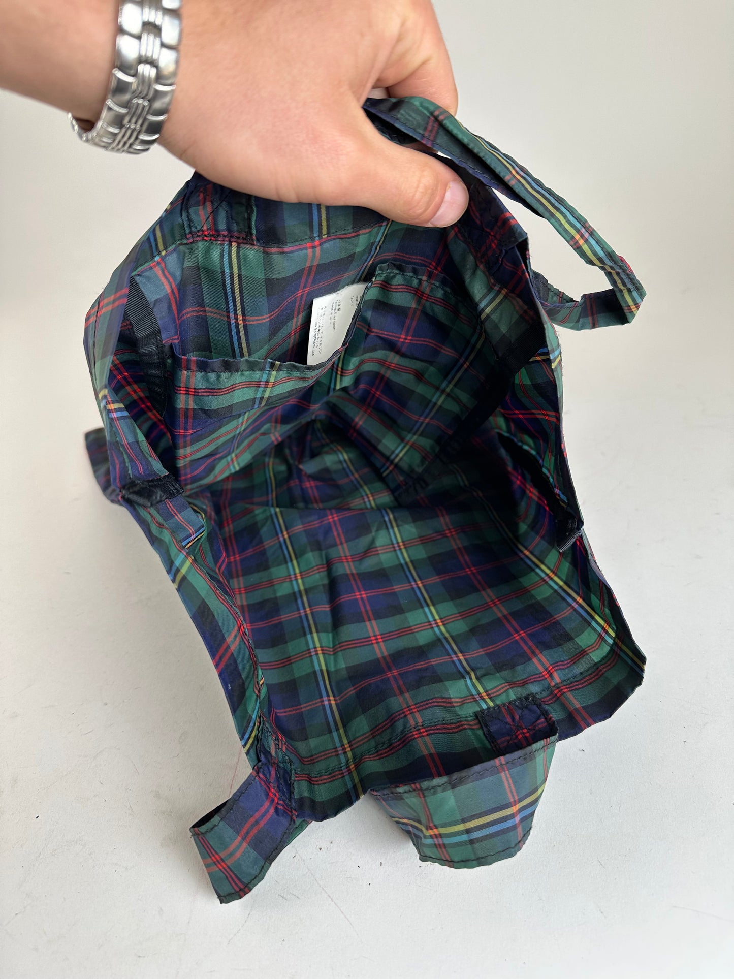 Vintage Comme des Garçons Nylon Tartan Tote Bag Green