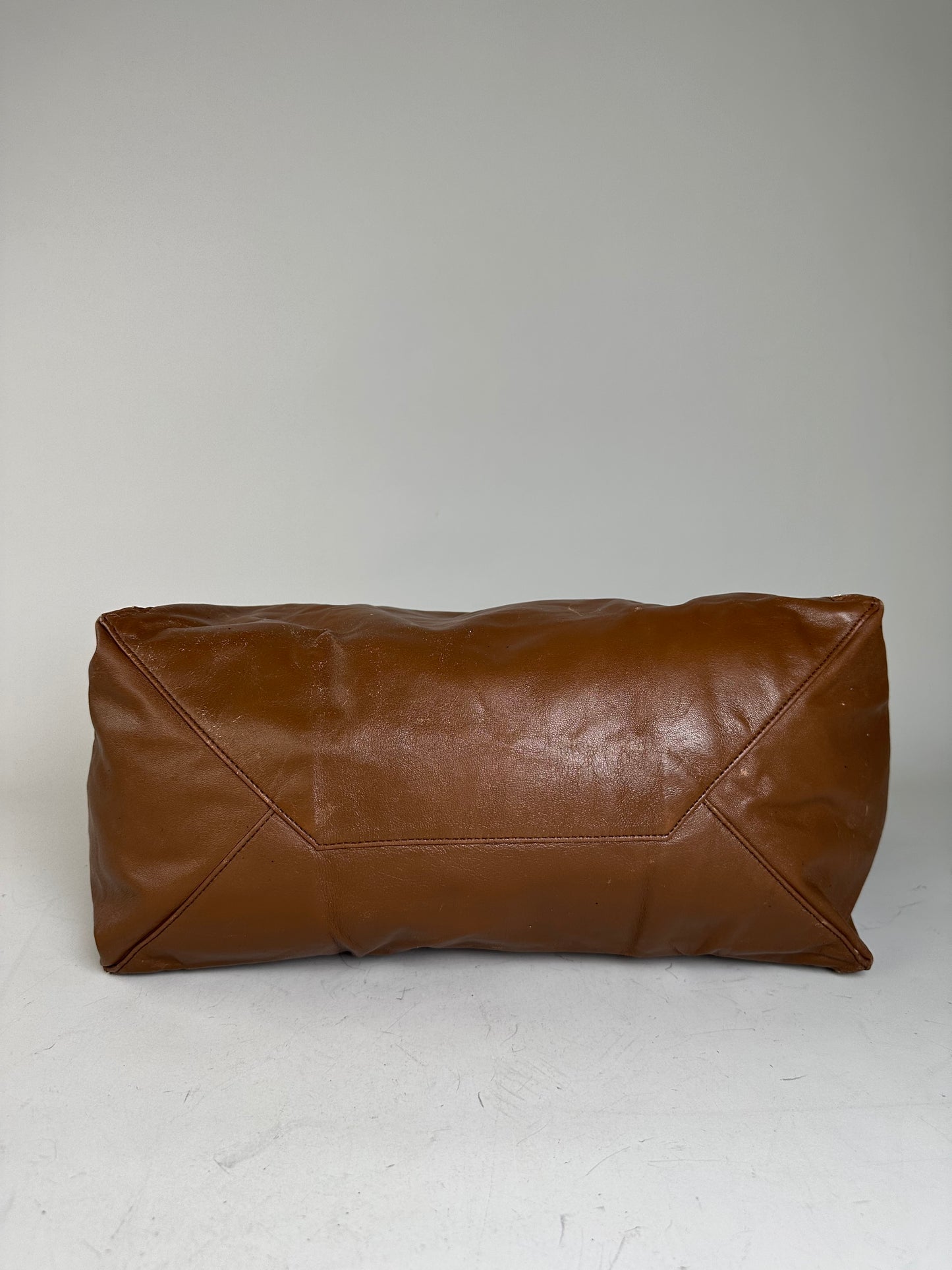 Vintage Celine Leather Tote Bag Brown Silver c. 2000s