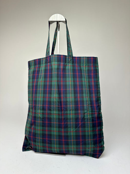 Vintage Comme des Garçons Nylon Tartan Tote Bag Green