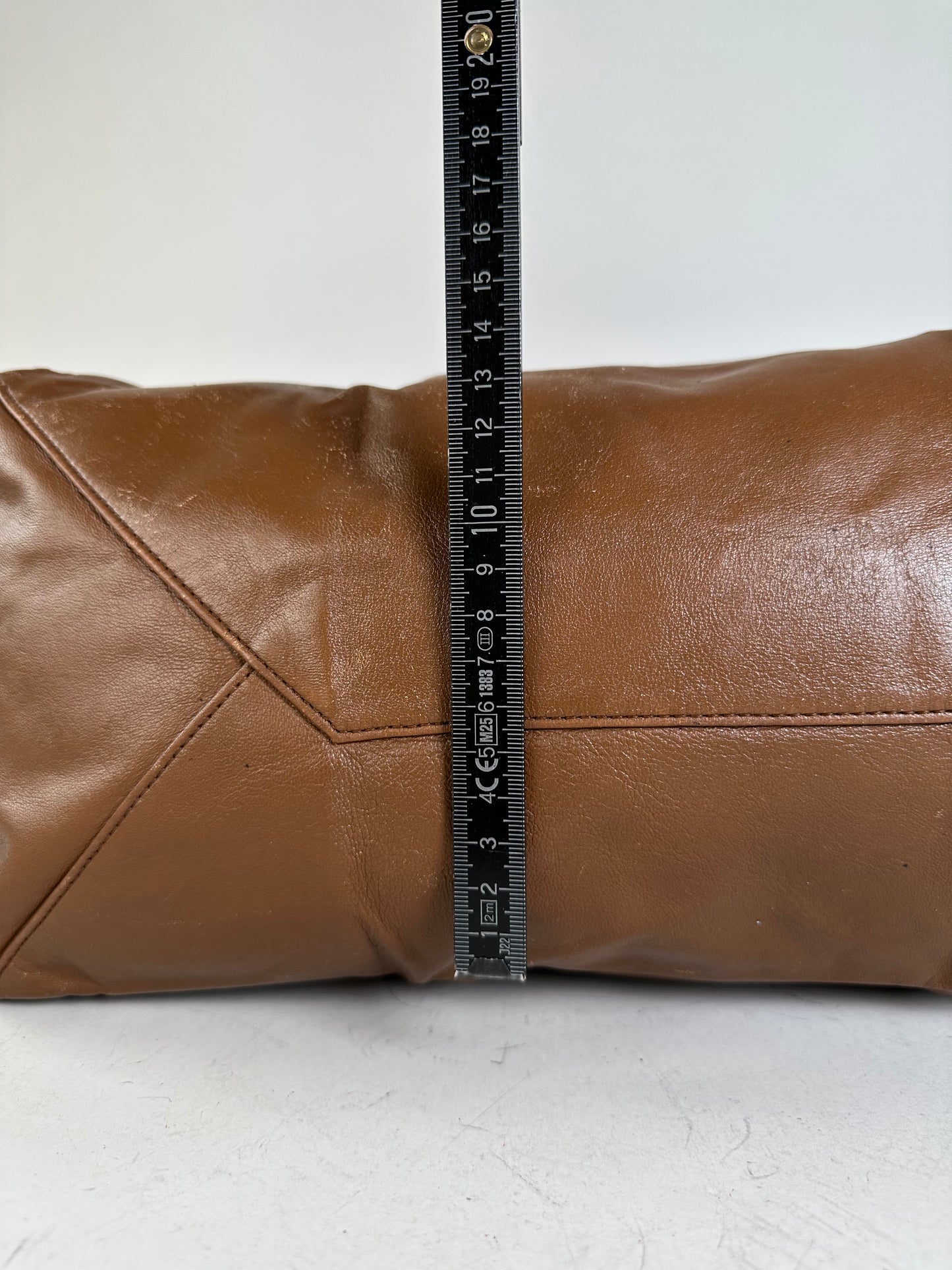 Vintage Celine Leather Tote Bag Brown Silver c. 2000s