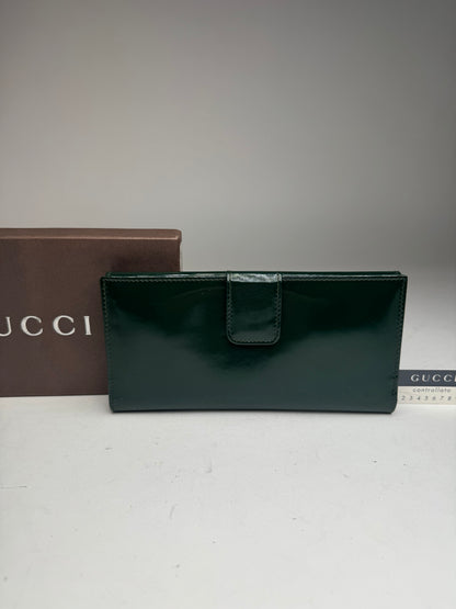 Vintage Gucci Patent Leather Wallet Green