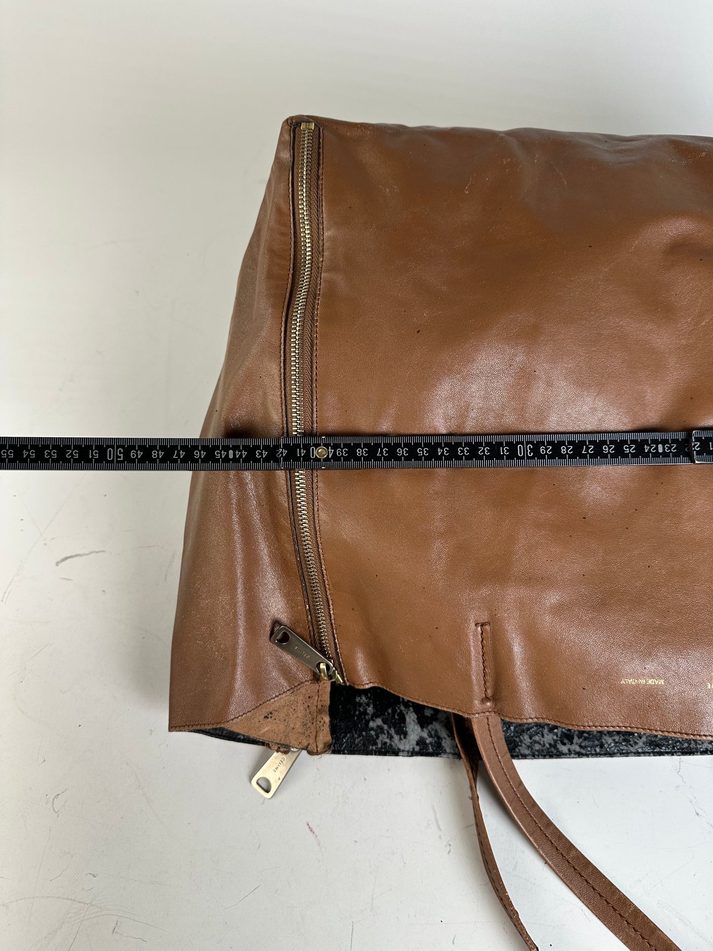 Vintage Celine Leather Tote Bag Brown Silver c. 2000s