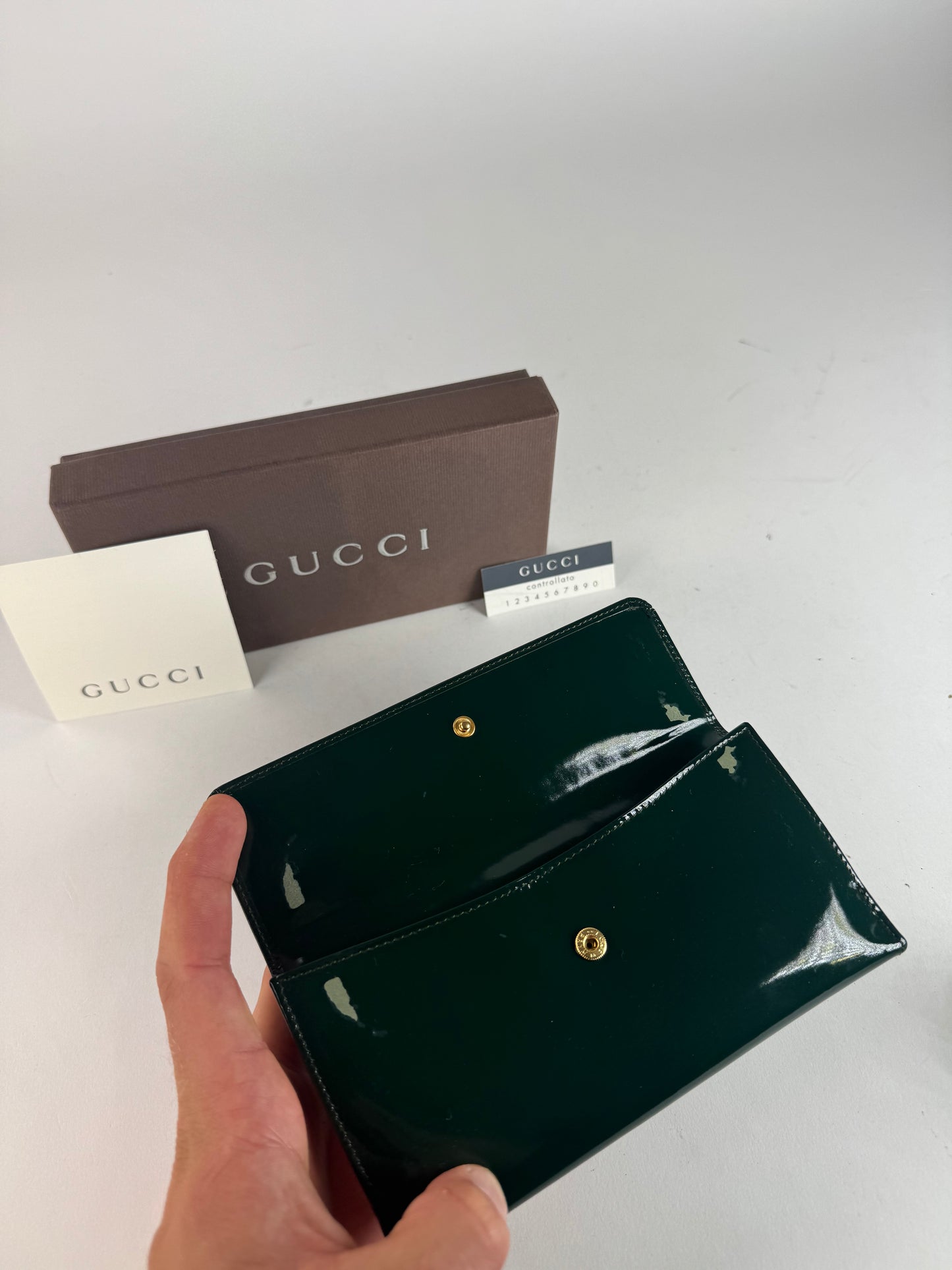 Vintage Gucci Patent Leather Wallet Green
