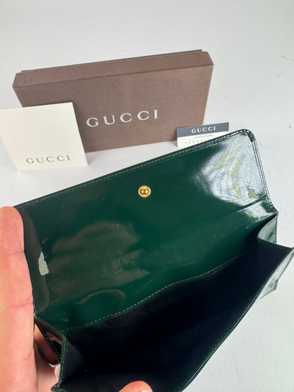 Vintage Gucci Patent Leather Wallet Green