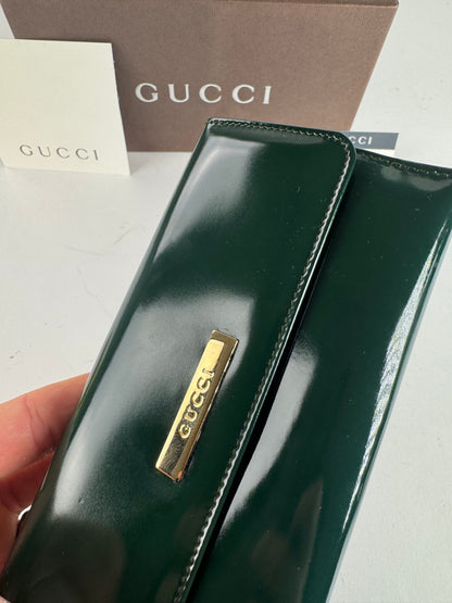 Vintage Gucci Patent Leather Wallet Green