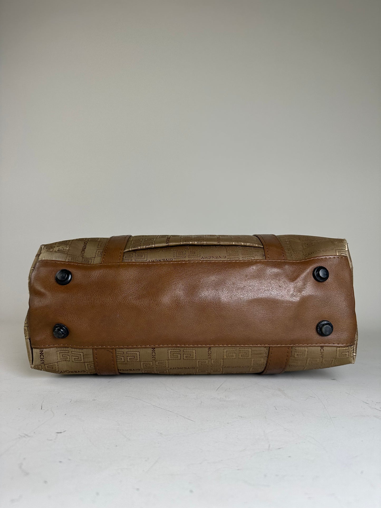 Vintage Givenchy 4G Logo Canvas Tote Beige Brown Gold