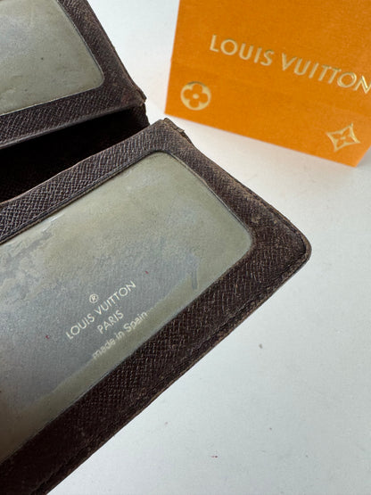 Vintage Louis Vuitton Leather Damier Monogram Card Holder Brown