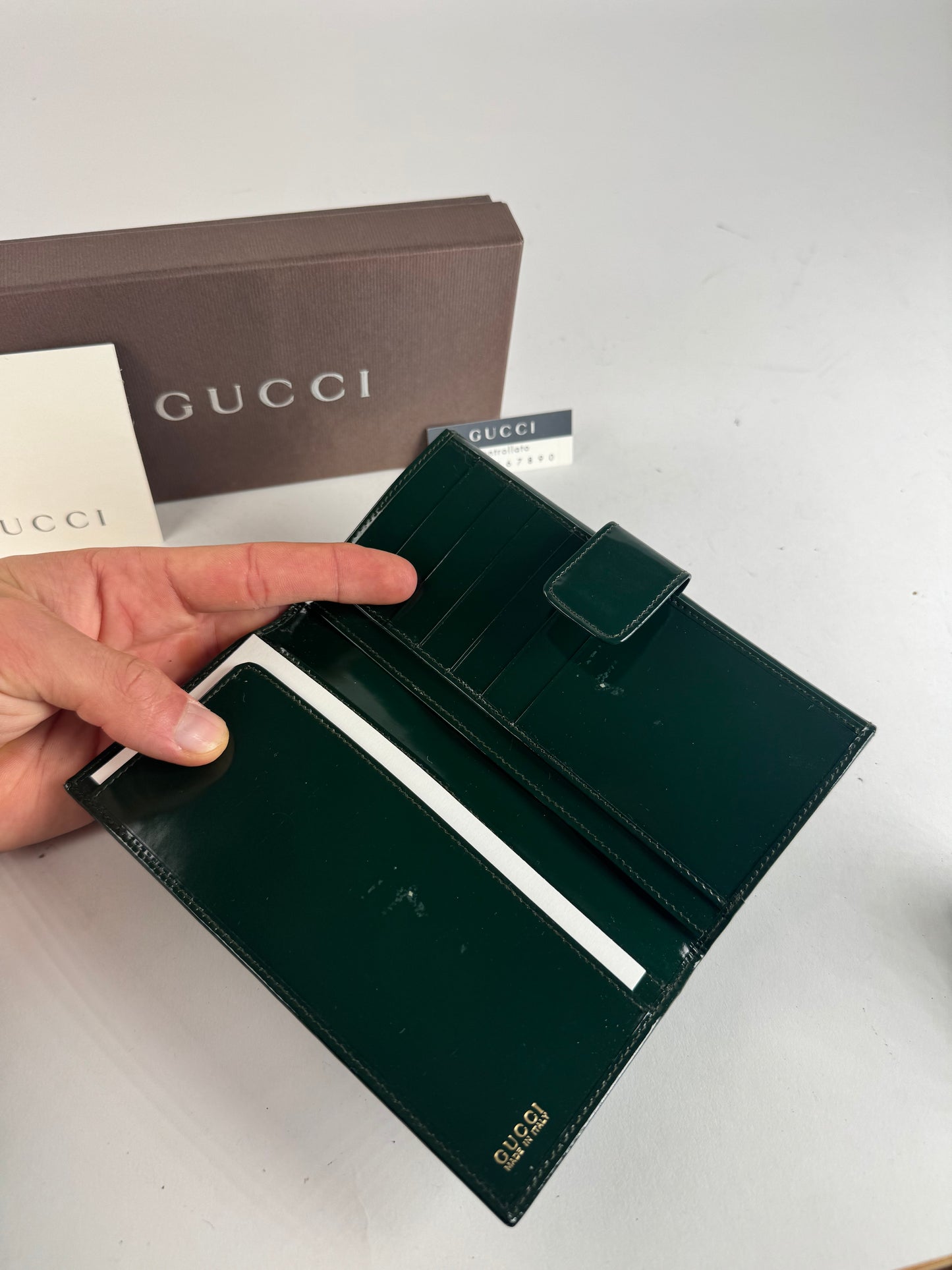 Vintage Gucci Patent Leather Wallet Green