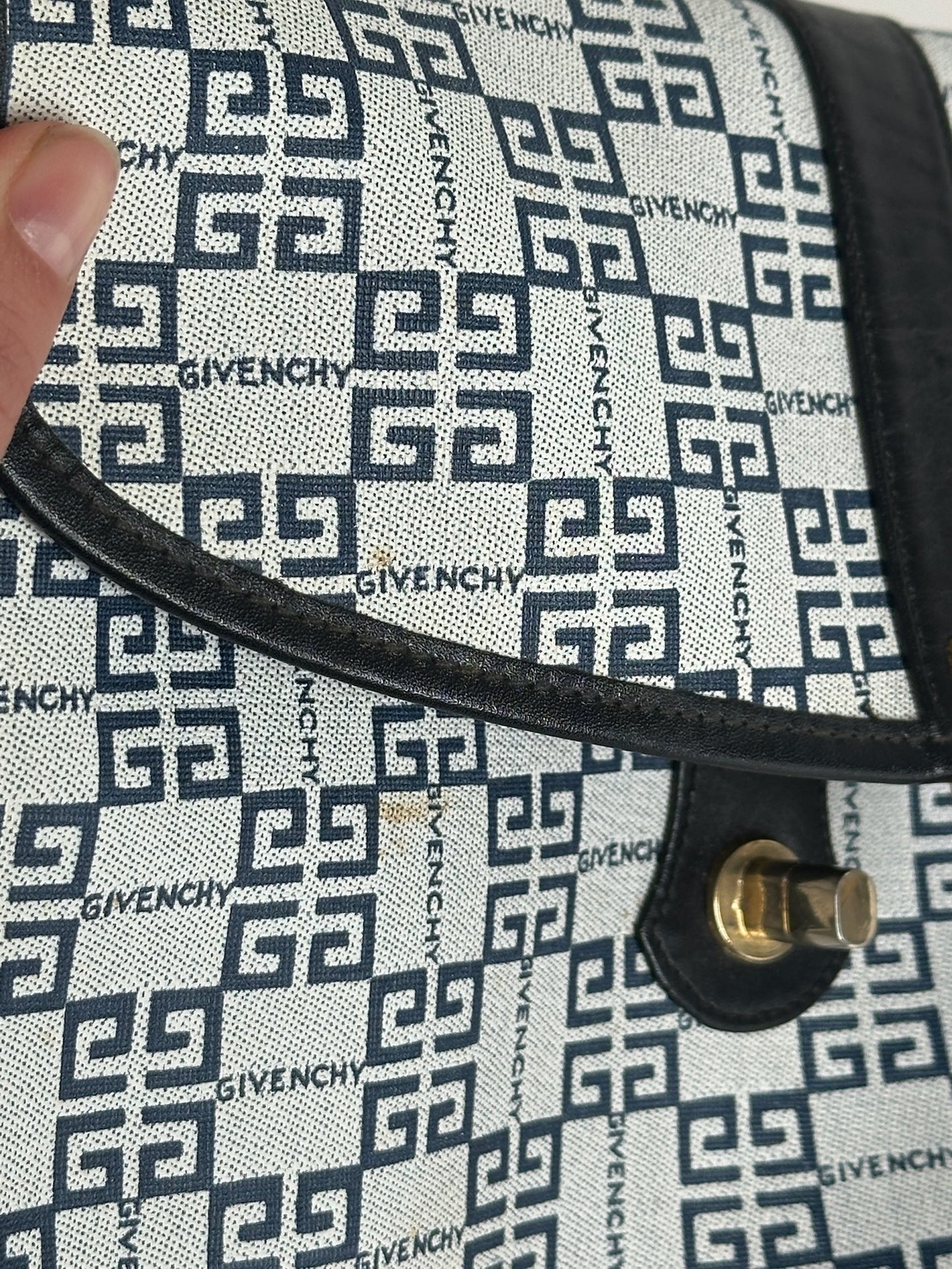 Vintage Givenchy 4G leather bag navy white