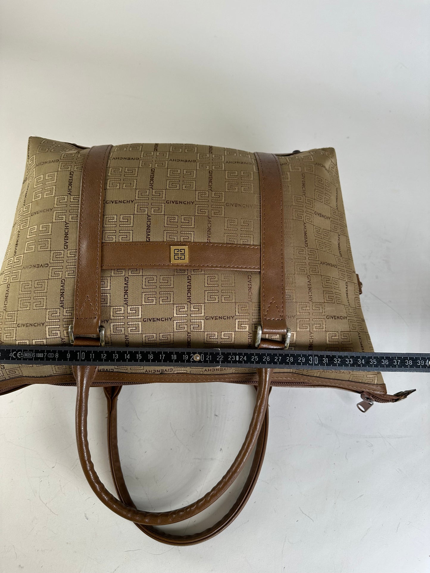 Vintage Givenchy 4G Logo Canvas Tote Beige Brown Gold