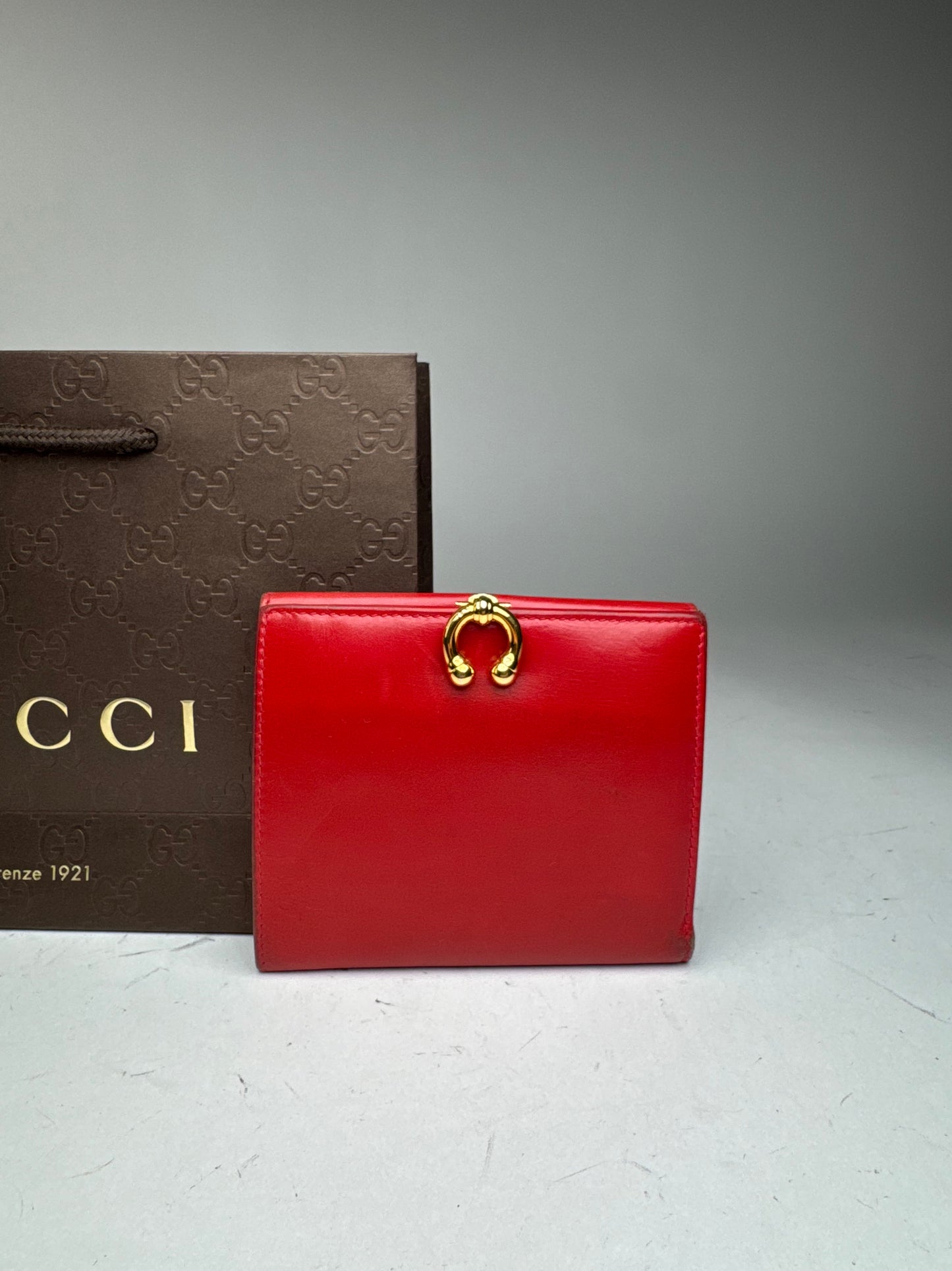 Vintage Gucci leather wallet red