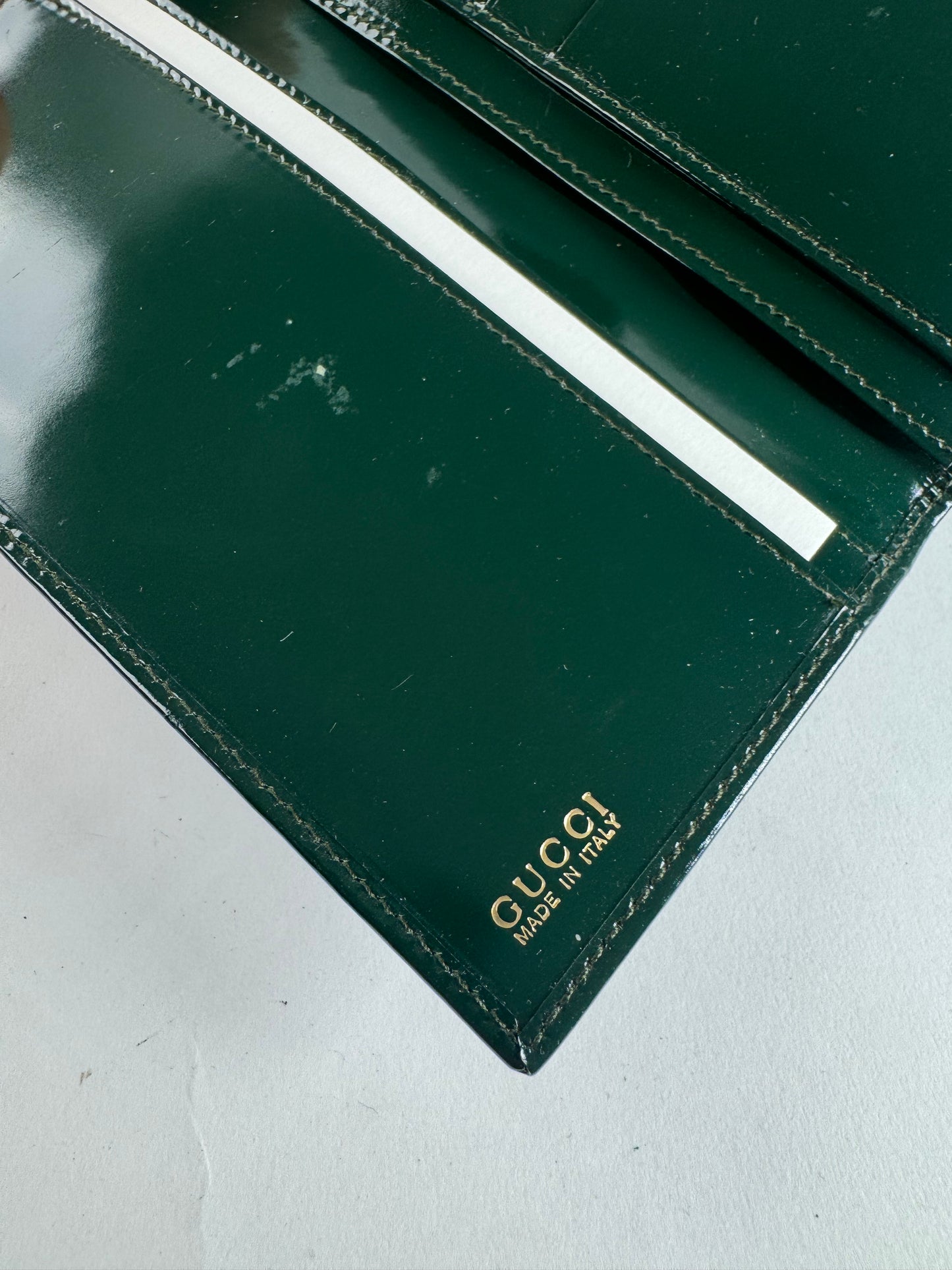 Vintage Gucci Patent Leather Wallet Green