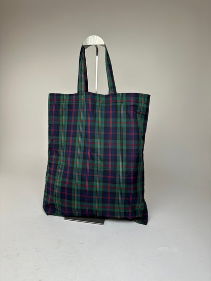 Vintage Comme des Garçons Nylon Tartan Tote Bag Green