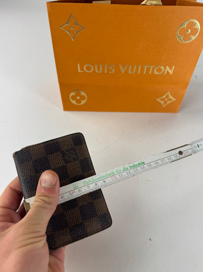 Vintage Louis Vuitton Leather Damier Monogram Card Holder Brown