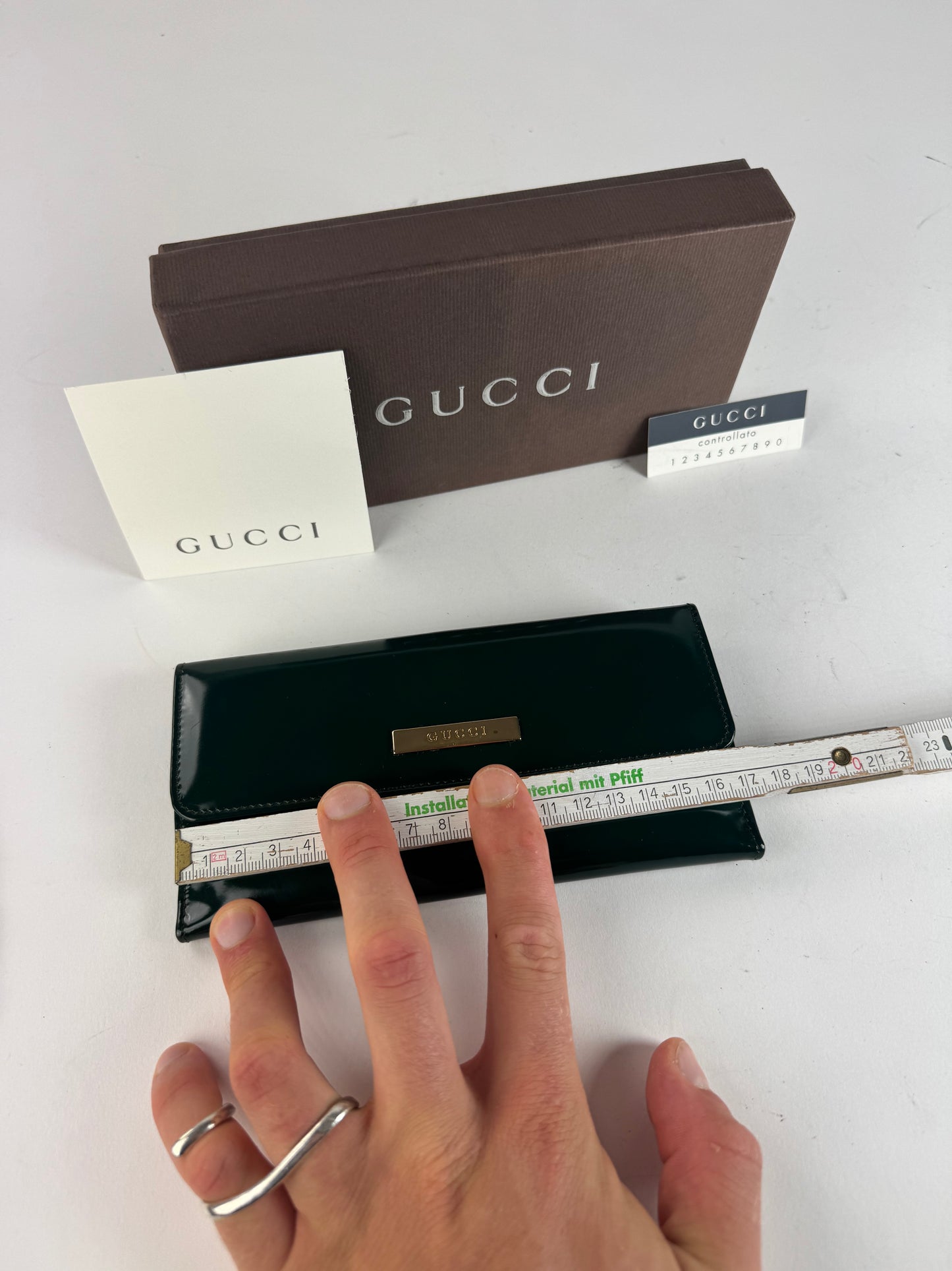 Vintage Gucci Patent Leather Wallet Green