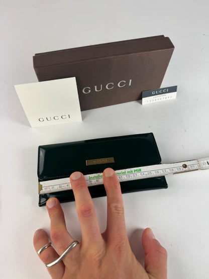 Vintage Gucci Patent Leather Wallet Green