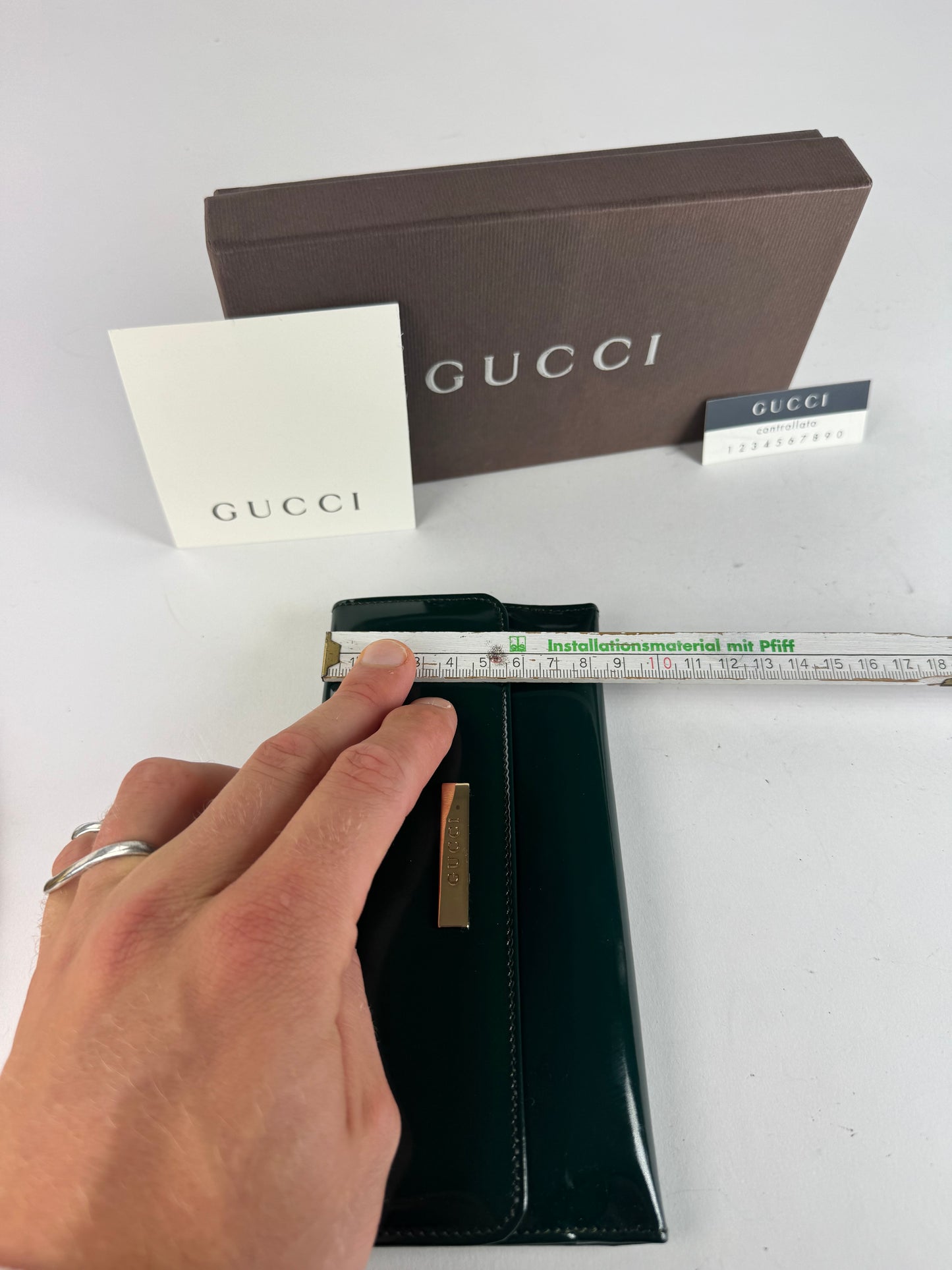 Vintage Gucci Patent Leather Wallet Green