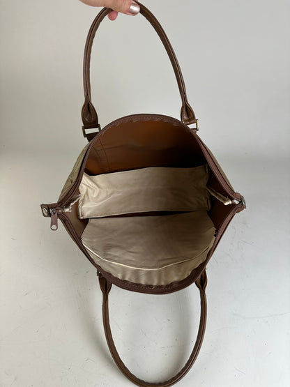 Vintage Givenchy 4G Logo Canvas Tote Beige Brown Gold