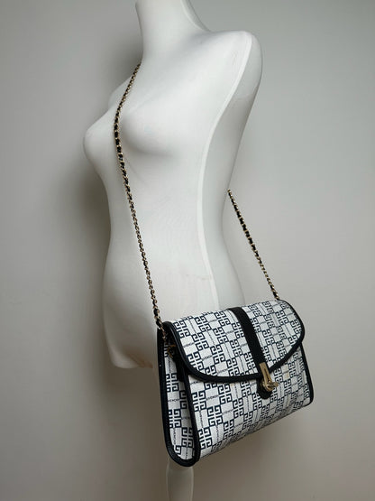 Vintage Givenchy 4G leather bag navy white