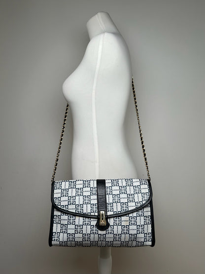 Vintage Givenchy 4G leather bag navy white