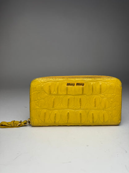 Vintage Miu Miu Leather Wallet Yellow