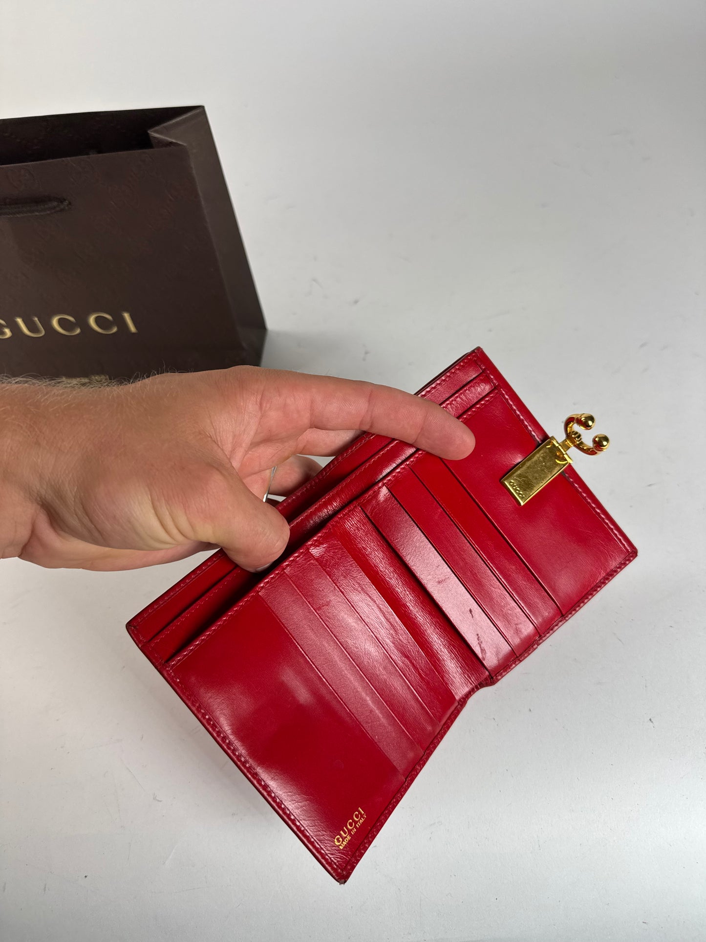 Vintage Gucci leather wallet red