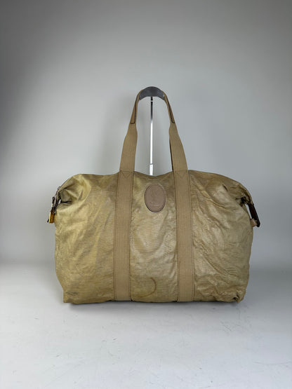 Vintage Yves Saint Laurent Structured Tote Bag Beige Gold