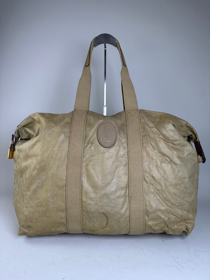 Vintage Yves Saint Laurent Structured Tote Bag Beige Gold