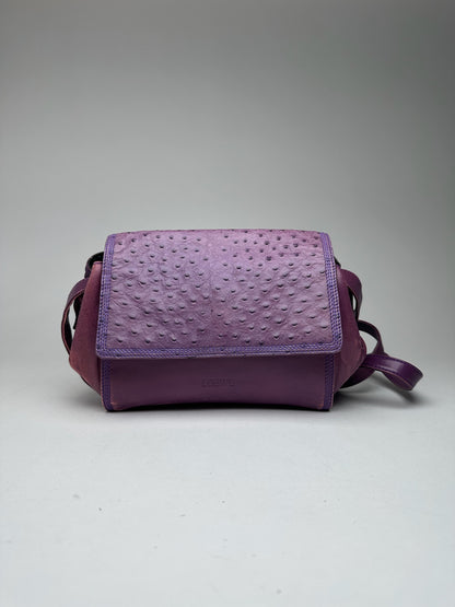 Vintage Loewe Madrid Ostrich leather bag purple