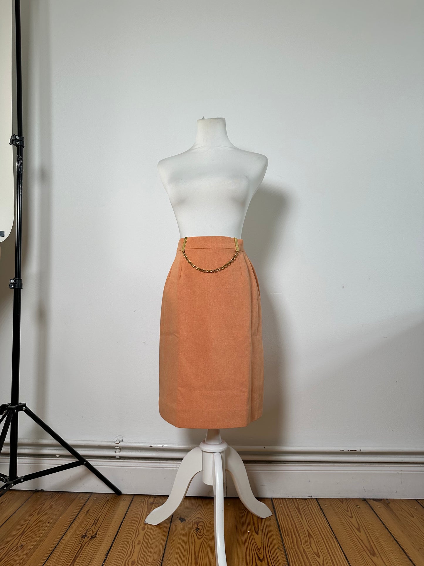 Vintage Celine Chain Detail Cotton Skirt Peach XS