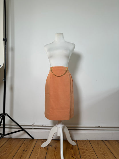 Vintage Celine Chain Detail Cotton Skirt Peach XS