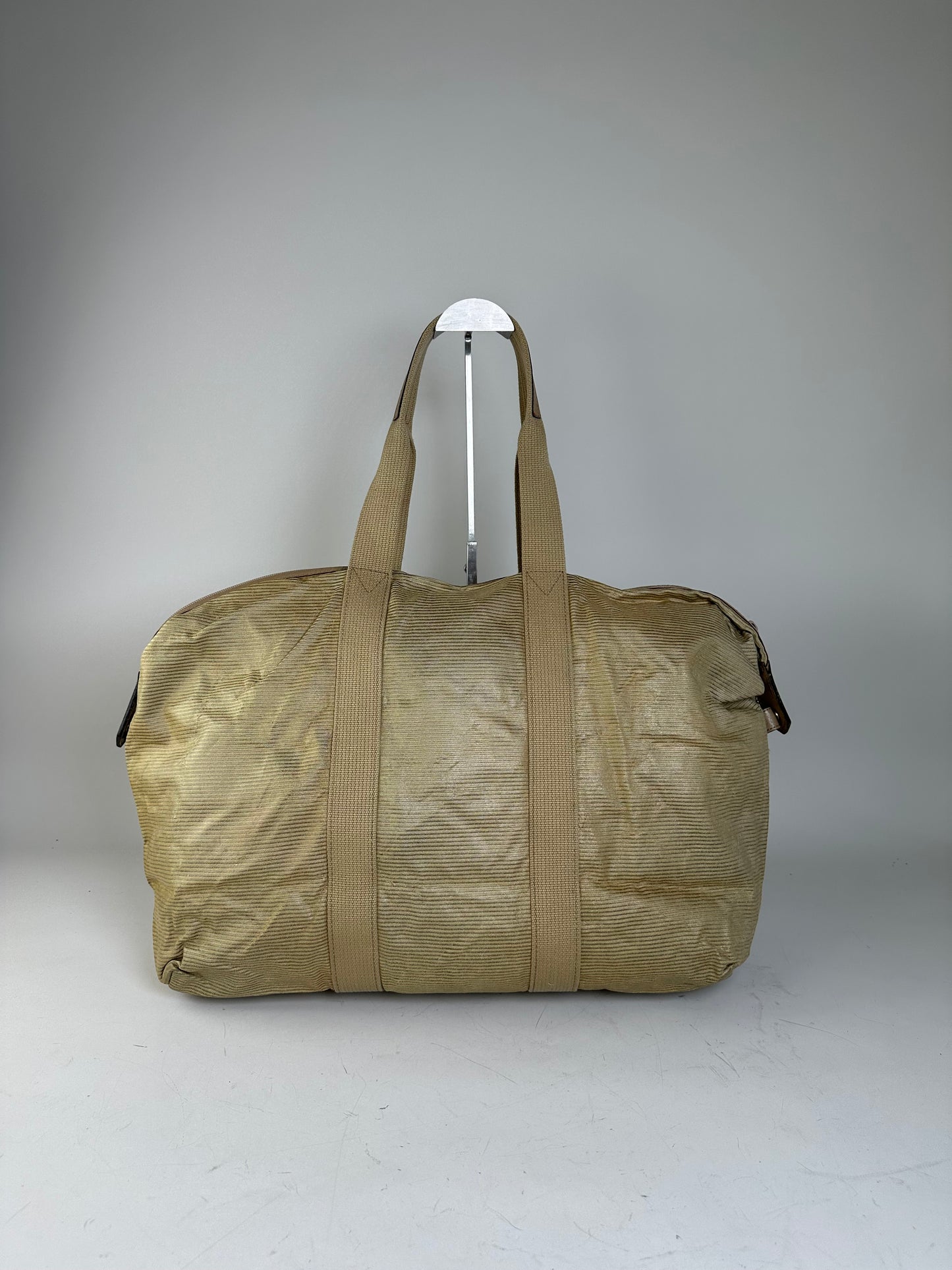 Vintage Yves Saint Laurent Structured Tote Bag Beige Gold