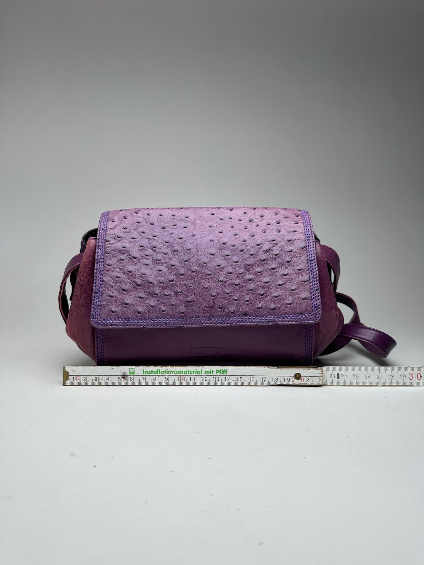 Vintage Loewe Madrid Ostrich leather bag purple