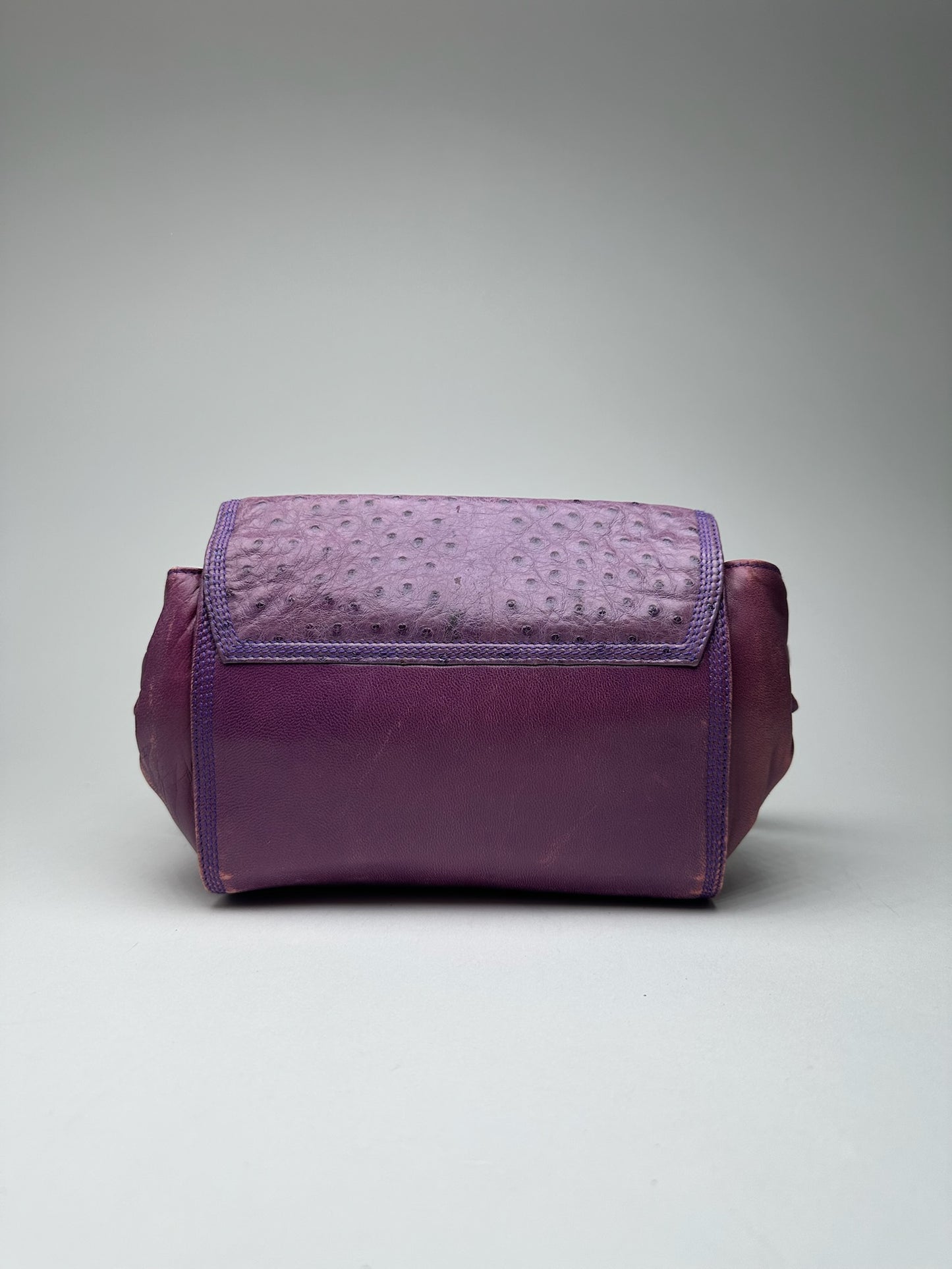 Vintage Loewe Madrid Ostrich leather bag purple
