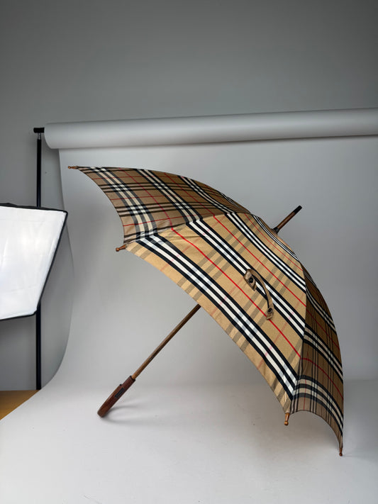 Vintage Burberry Nova Check Umbrella Beige