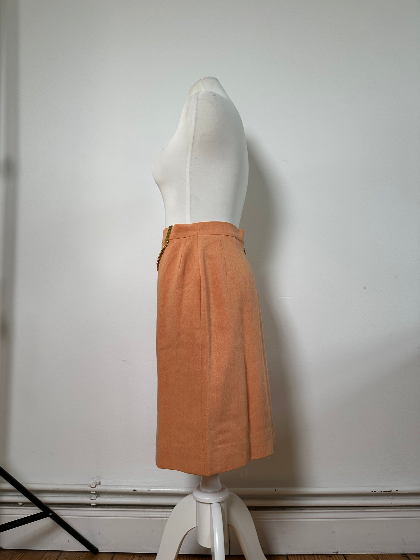 Vintage Celine Chain Detail Cotton Skirt Peach XS