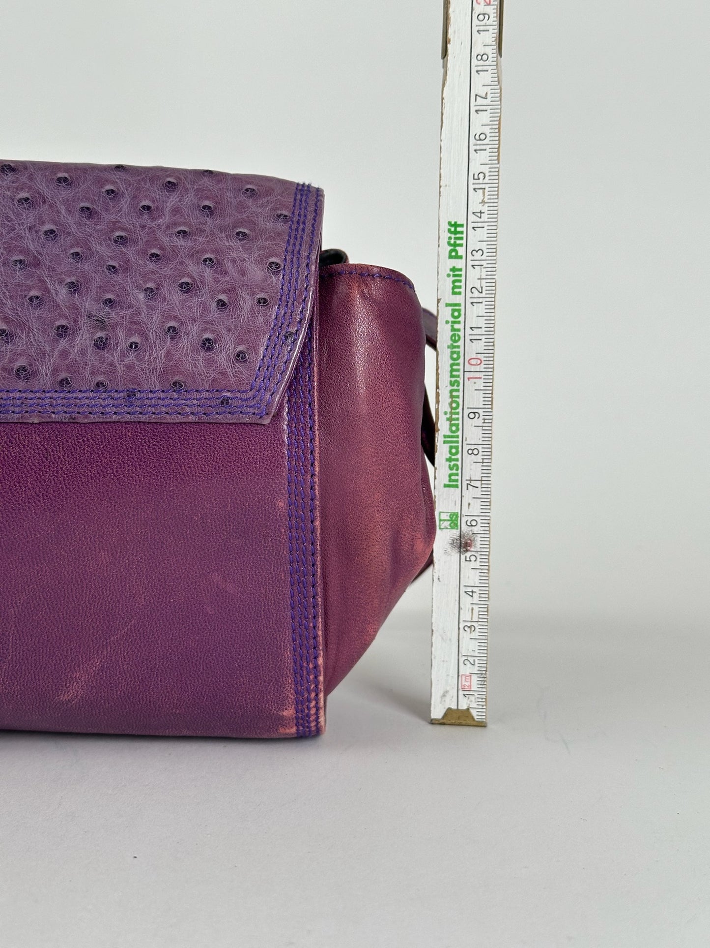 Vintage Loewe Madrid Ostrich leather bag purple