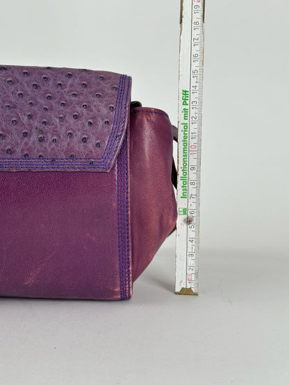 Vintage Loewe Madrid Ostrich leather bag purple