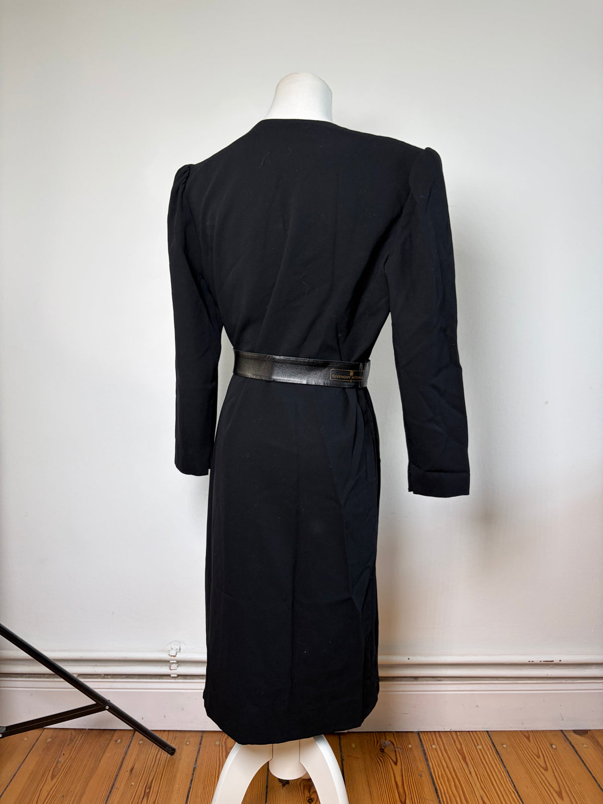 Vintage Givenchy Wool Bow Dress c. Late 1980s Black M