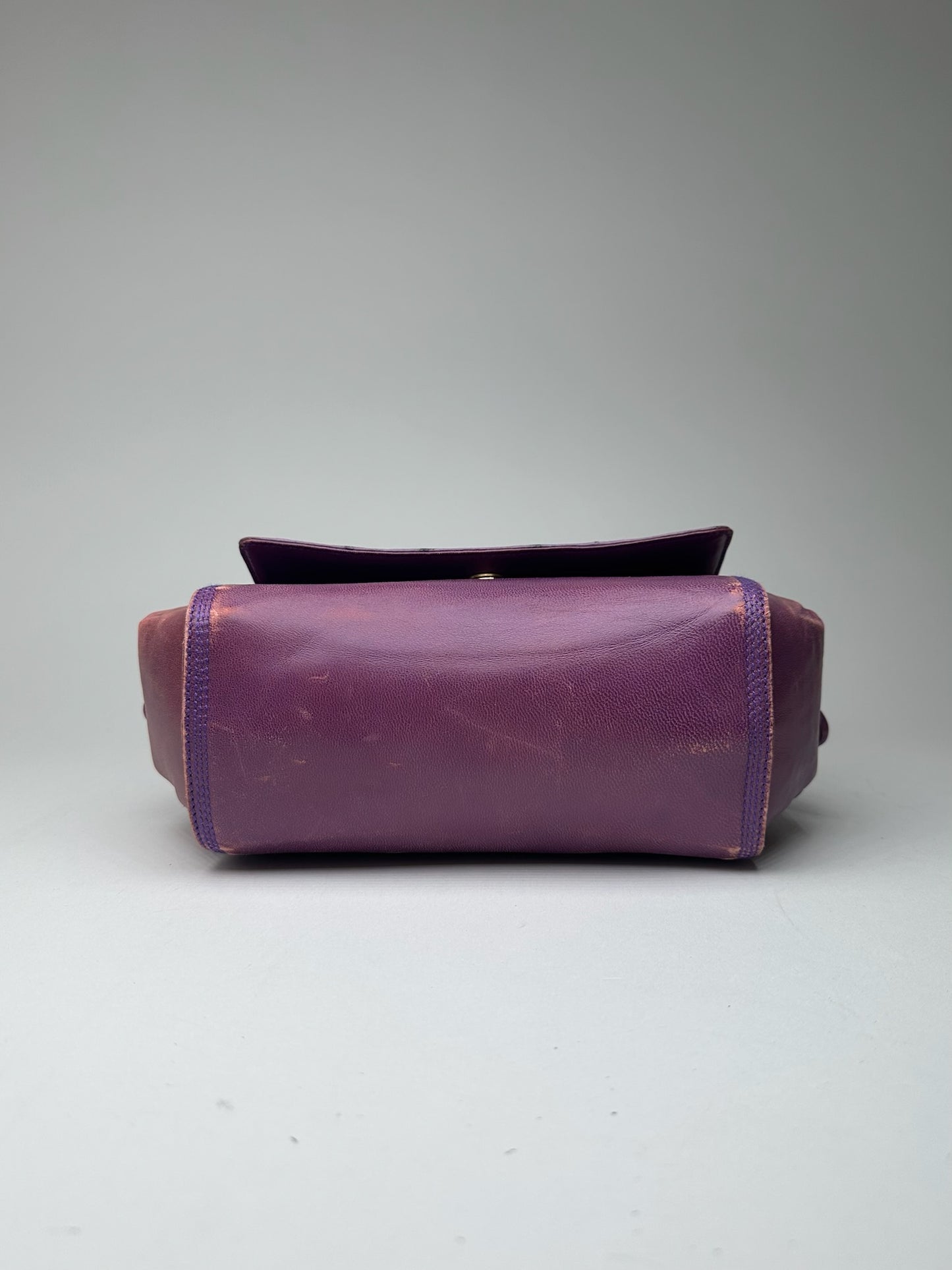 Vintage Loewe Madrid Ostrich leather bag purple