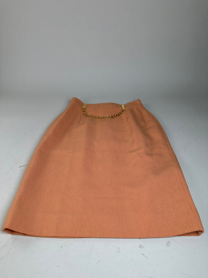 Vintage Celine Chain Detail Cotton Skirt Peach XS