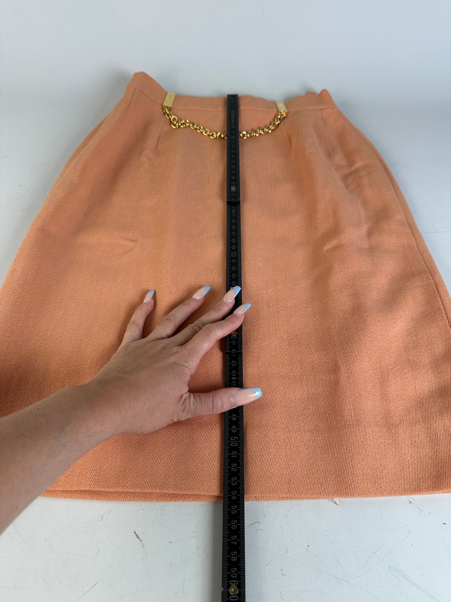 Vintage Celine Chain Detail Cotton Skirt Peach XS