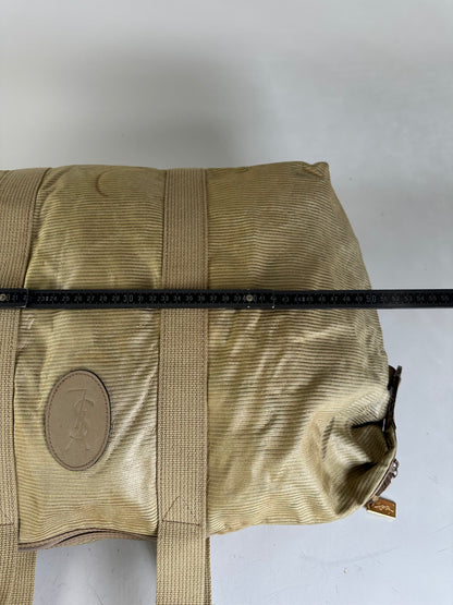 Vintage Yves Saint Laurent Structured Tote Bag Beige Gold