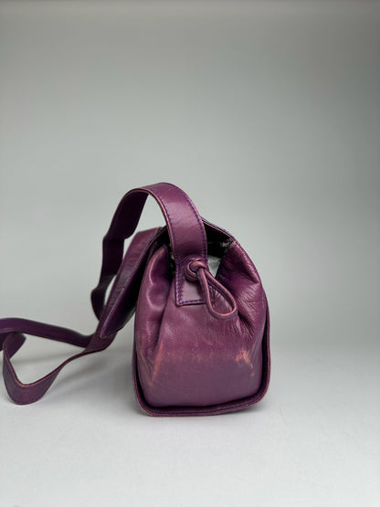 Vintage Loewe Madrid Ostrich leather bag purple