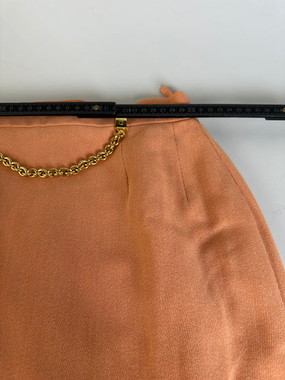 Vintage Celine Chain Detail Cotton Skirt Peach XS
