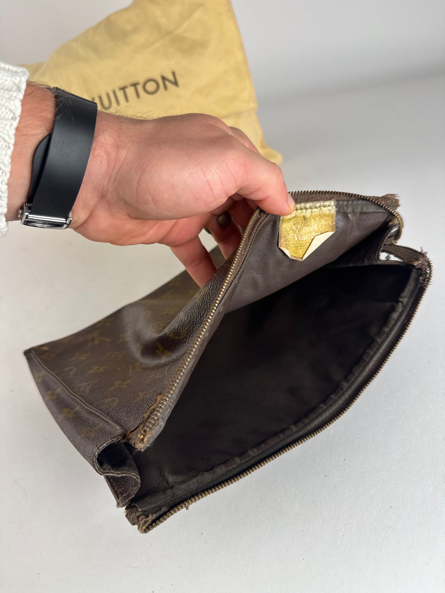 Vintage Louis Vuitton Leather Monogram Clutch Brown