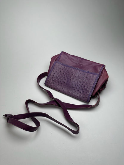 Vintage Loewe Madrid Ostrich leather bag purple
